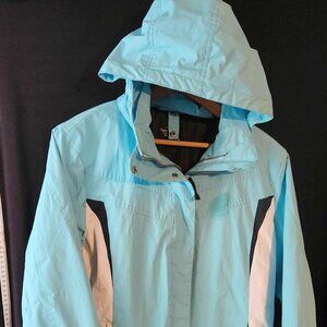 Faded Glory Women's Large (12-14) Blue and White Full Zip Hooded Jacket